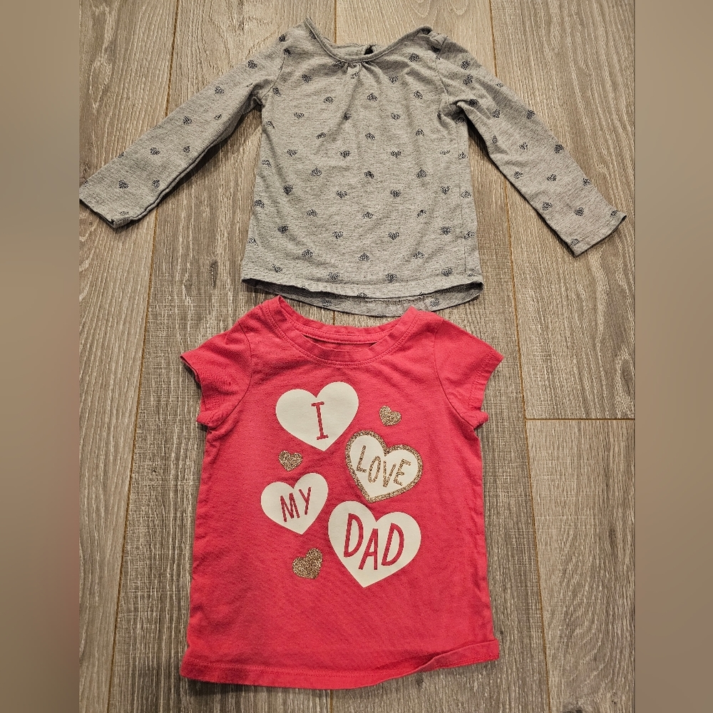 Pair of girls toddler 2T long sleeve & short sleeve shirt